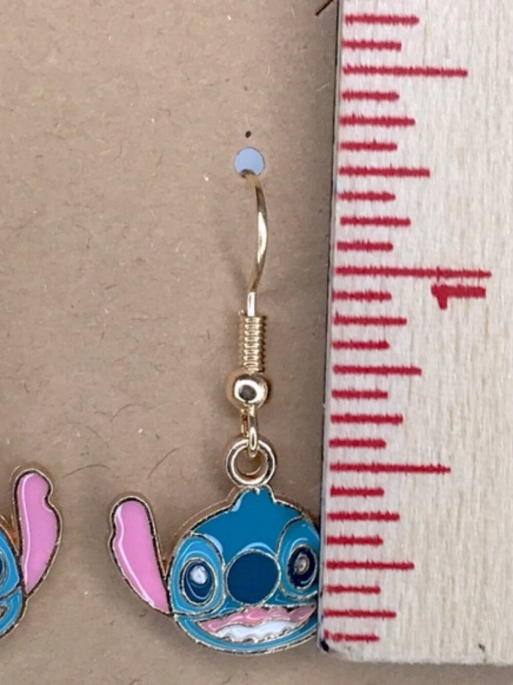 18k Gold Platted Hook Cute Lilo and Stitch Dangle Earrings Fashion Jewelry - Picture 2 of 3